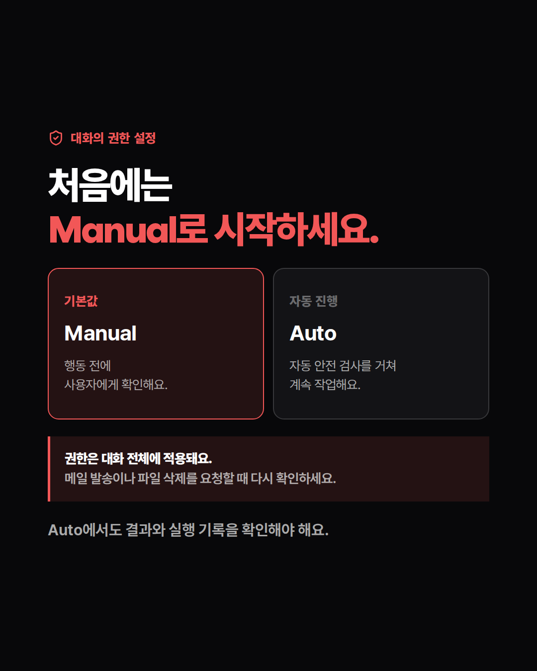 Manual과 Auto 권한 설정 비교